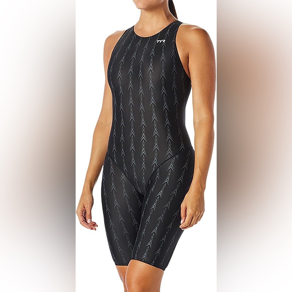 TYR Black 'Fusion 2' Open Back Racing Compression Swimsuit - Size 26